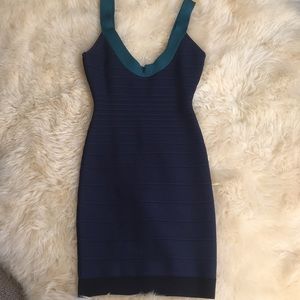 Navy Blue Herve Leger Bandage Dress